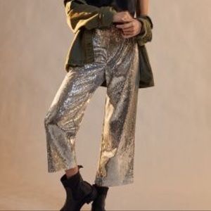 nwt anthropologie wide-leg sequin pants sz m